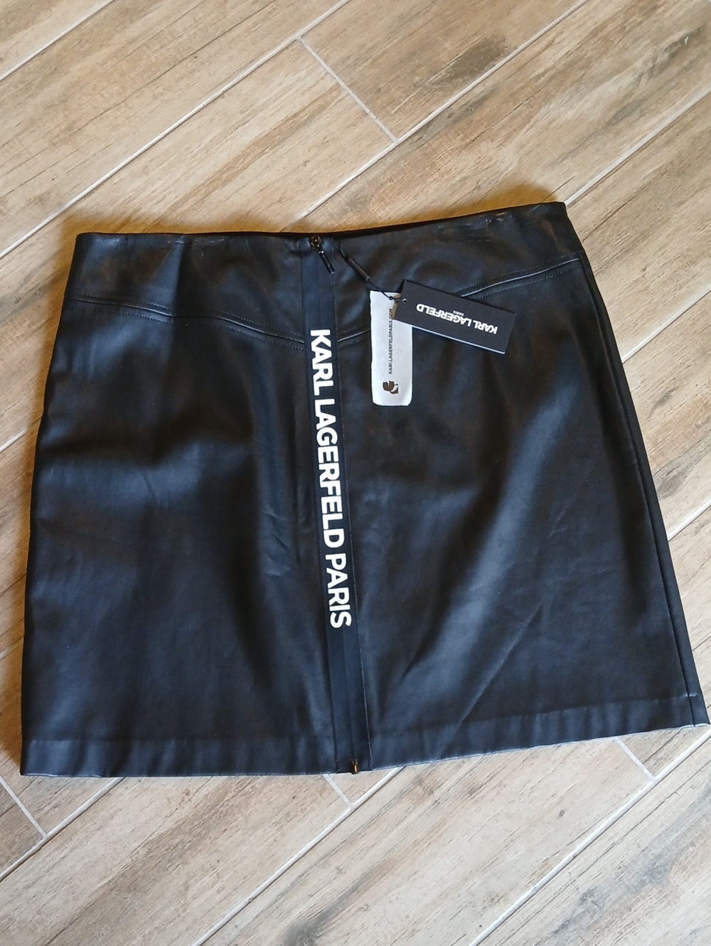 Karl Lagerfeld Paris Black Faux Leather Mini Skirt
